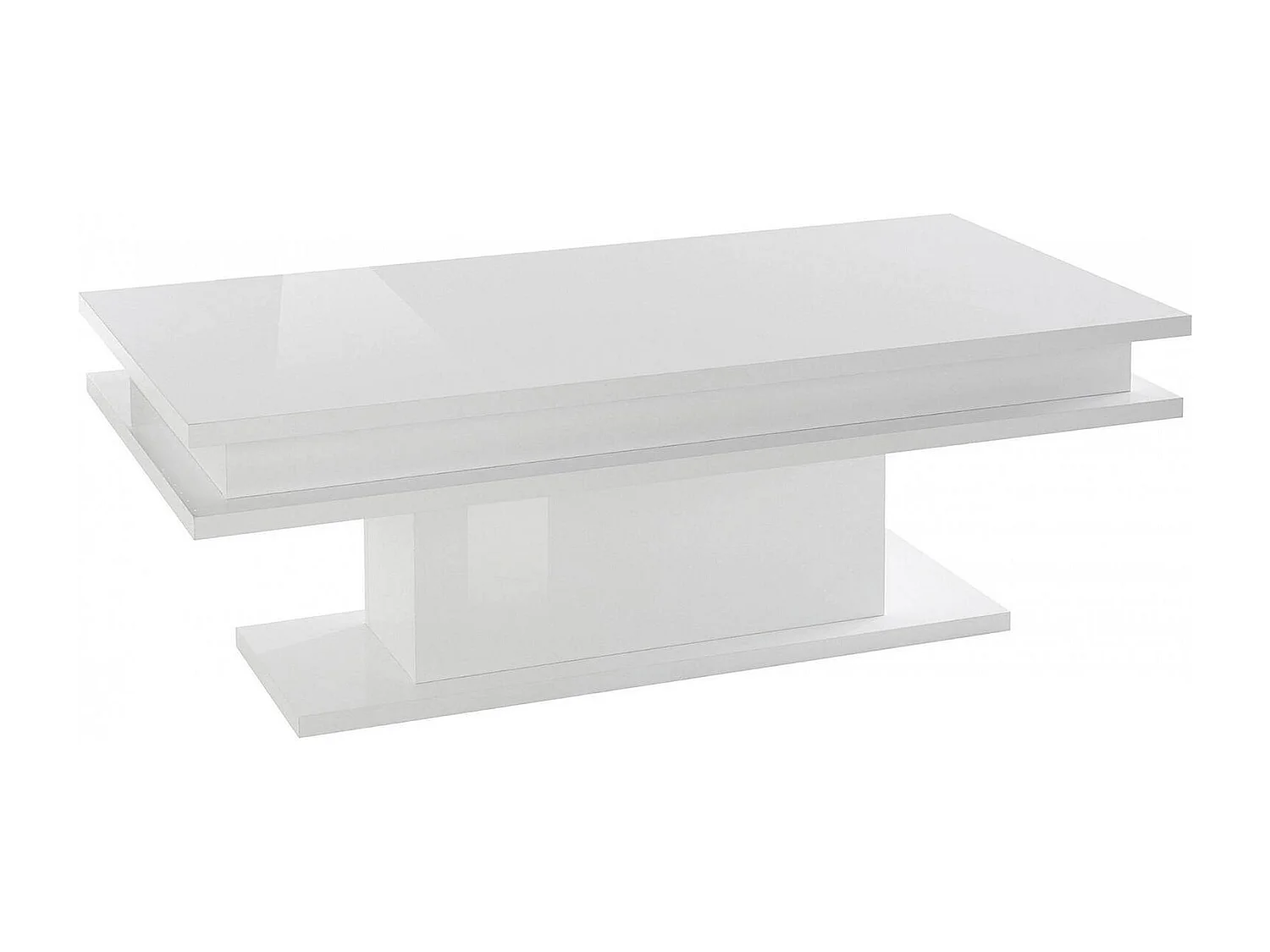 Dgandin salontafel, Lage salontafel, Tijdschriftenrek, 100% Made in Italy, 100x55h42 cm, Glanzend wit