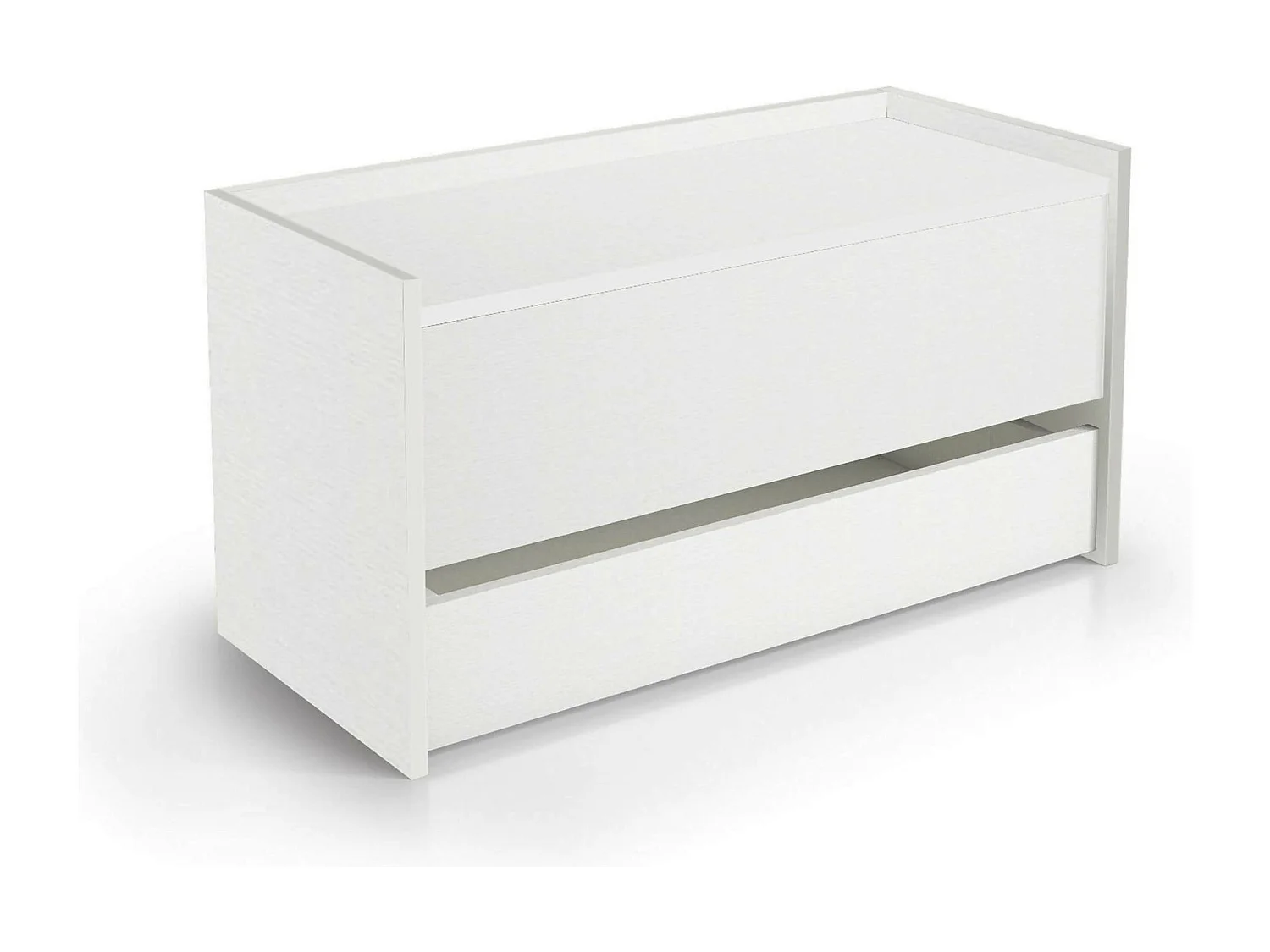 Dgaiard-kist, Modern entreemeubilair met schoenenrek, Kofferbak met twee containers, 100% Made in Italy, 90x40h46 cm, Wit