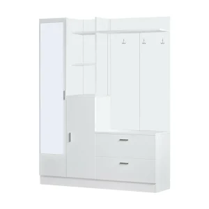 Dmasiell entreekast, Hanger ingang, Atrium samenstelling, Multifunctionele opbergconsole, 140x37h182 cm, Wit Dmasiell entreekast, Hanger ingang, Atrium samenstelling, Multifunctionele opbergconsole, 140x37h182 cm, Wit