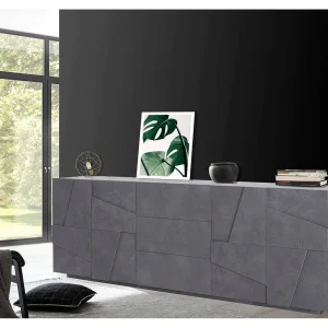 Dgut dressoir, Keukendressoir met 4 deuren en 3 laden, Woonkamerbuffet, 100% Made in Italy, 224x44h86 cm, Leisteen Dgut dressoir, Keukendressoir met 4 deuren en 3 laden, Woonkamerbuffet, 100% Made in Italy, 224x44h86 cm, Leisteen