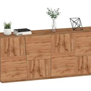 Ddambrosi dressoir, Woonkamerbuffet, Moderne woonkamer met 4 deuren, 200x44h86 cm, Eiken