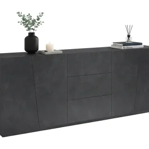 Dmicill dressoir, Keukendressoir met 4 deuren en 3 laden, Woonkamerbuffet, 100% Made in Italy, 220x43h86 cm, Leisteen Dmicill dressoir, Keukendressoir met 4 deuren en 3 laden, Woonkamerbuffet, 100% Made in Italy, 220x43h86 cm, Leisteen