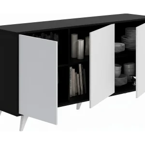Dabaid Dressoir, Woonkamer Buffet, Woonkamer, Keuken Pantry, 154x40h72 cm, Antraciet en Wit