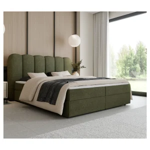 Boxspring SOFTI 180×200 cm Olijfgroen met 2 opbergboxen en topper Boxspring SOFTI 180×200 cm Olijfgroen met 2 opbergboxen en topper