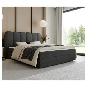 Boxspring SOFTI 160×200 cm Donkergrijs met 2 opbergboxen en topper Boxspring SOFTI 160×200 cm Donkergrijs met 2 opbergboxen en topper