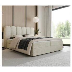 Boxspring SOFTI 160×200 cm Crème met 2 opbergboxen en topper Boxspring SOFTI 160×200 cm Crème met 2 opbergboxen en topper