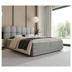 Boxspring SOFTI II 140×200 cm Lichtgrijs met 2 opbergboxen en topper Boxspring SOFTI II 140×200 cm Lichtgrijs met 2 opbergboxen en topper