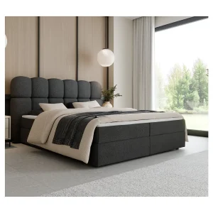 Boxspring SOFTI II 140×200 cm Donkergrijs met 2 opbergboxen en topper Boxspring SOFTI II 140×200 cm Donkergrijs met 2 opbergboxen en topper