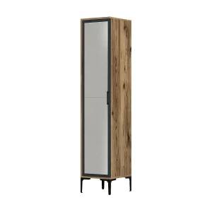 Dabadi multifunctionele kledingkast 1 deur, Multifunctionele kast, Schoenenkast, Schoenenkast, 40x201h48 cm, Walnoot en Antraciet Dabadi multifunctionele kledingkast 1 deur, Multifunctionele kast, Schoenenkast, Schoenenkast, 40x201h48 cm, Walnoot en Antraciet