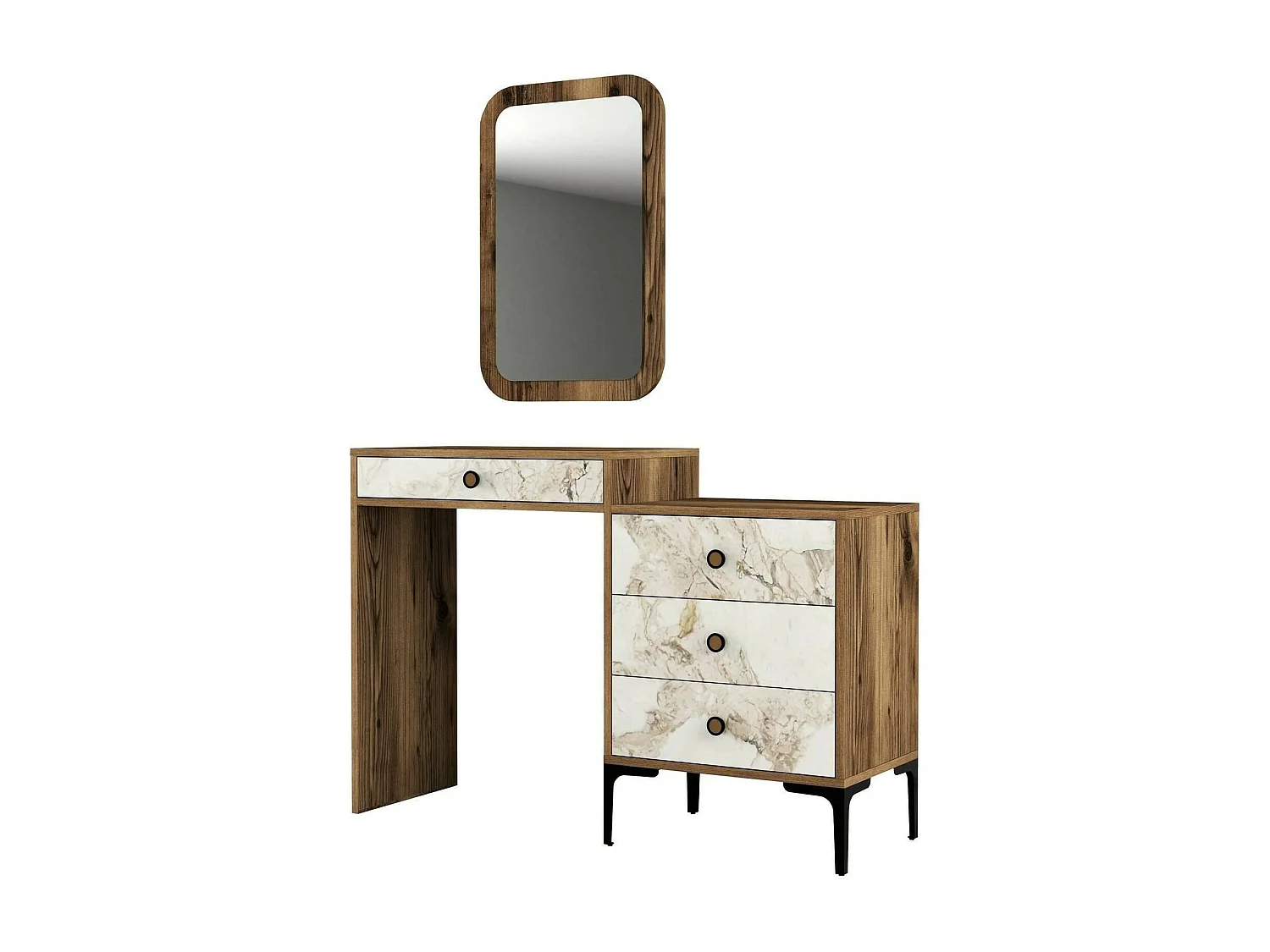 Dpasqu console, Multifunctionele tafel, Steunkast, Gangbureau, 124x40h85 cm, Walnoot en Wit