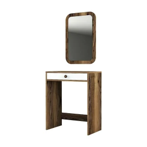 Dplacch console, Multifunctionele tafel, Steunkast, Gangbureau, 70x85h40 cm, Walnoot en Wit Dplacch console, Multifunctionele tafel, Steunkast, Gangbureau, 70x85h40 cm, Walnoot en Wit