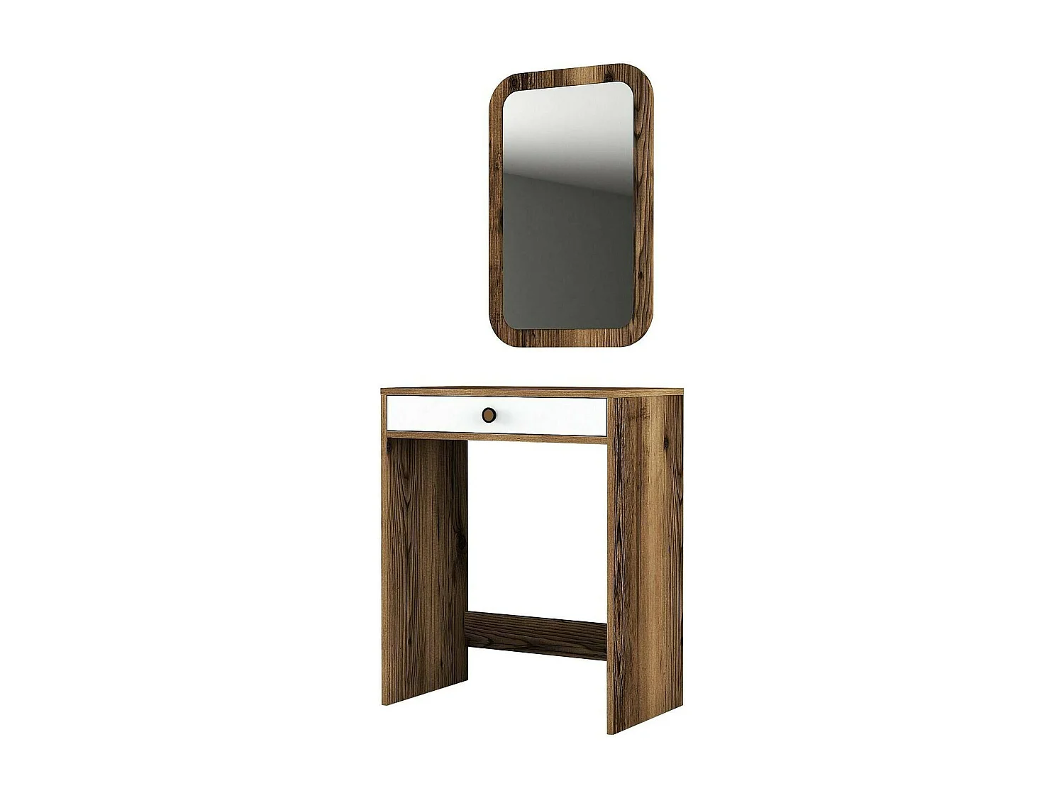 Dplacch console, Multifunctionele tafel, Steunkast, Gangbureau, 70x85h40 cm, Walnoot en Wit
