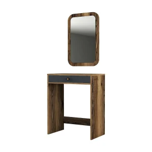 Dplacch Console, Multifunctionele Tafel, Steunkast, Gang Bureau, 70x85h40 cm, Walnoot en Antraciet Dplacch Console, Multifunctionele Tafel, Steunkast, Gang Bureau, 70x85h40 cm, Walnoot en Antraciet