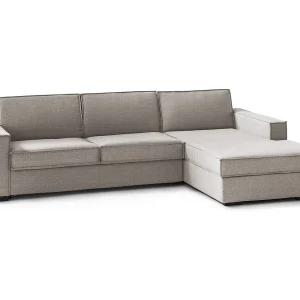 Dgodea vaste bank, Hoekbank, 100% Made in Italy, Woonkamerbank met, Rechts containerschiereiland, met slanke armleuningen, Cm 260x95h90, Taupe
