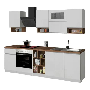 Attiko keuken, 19 planken Gemaakt in Italië, hoogglans wit, kitchenette, modulair, één lade, Apparaten niet inbegrepen Attiko keuken, 19 planken Gemaakt in Italië, hoogglans wit, kitchenette, modulair, één lade, Apparaten niet inbegrepen
