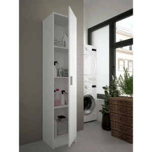 Dibels multifunctionele kledingkast, Extra kast met 1 deur, Schoenenkast met planken, Verticaal schoenenrek, 37x37h180 cm, Wit Dibels multifunctionele kledingkast, Extra kast met 1 deur, Schoenenkast met planken, Verticaal schoenenrek, 37x37h180 cm, Wit