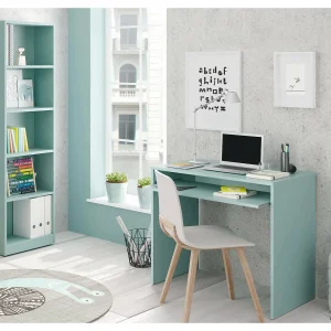 Dmacagg boekenkast, Hoge boekenkast met 5 planken, Kantoor- of slaapkamerplank, Moderne plank met vakken, 52x25h80 cm, Aquagroen