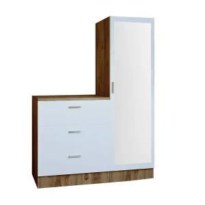 Dmarango entreekast, Hangende ingang, Atrium samenstelling, Multifunctionele opbergconsole, 60x47h72 cm, Eiken en Wit