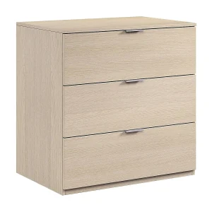 Dantist ladekast, Moderne ladekast met 3 laden, Lage ladekast voor de slaapkamer, Ladekast, 77x38h80 cm, Eiken