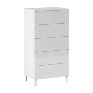 Dmarco ladekast, ladekast met 5 laden, ladekast voor de slaapkamer, moderne ladekast, 61x40h117 cm, Wit