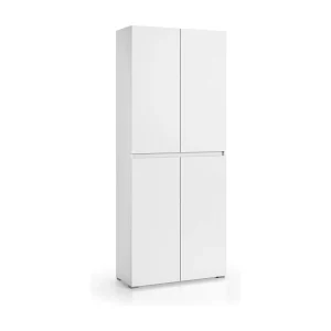 Dbalestr grote multifunctionele kledingkast, Schoenenrek met verstelbare planken, Schoenenkast met 4 deuren, 100% Made in Italy, 80x37h195 cm, Wit