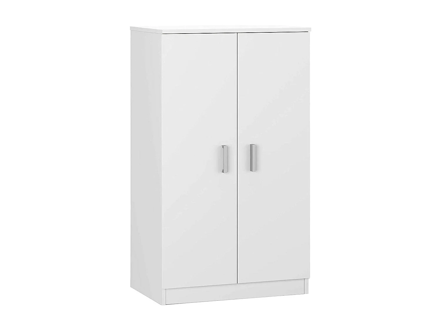 Dlazar multifunctionele kledingkast, 2-deurs schoenenkast, Lage kast met 6 planken, Modern laag schoenenrek, 75x36h101 cm, Wit