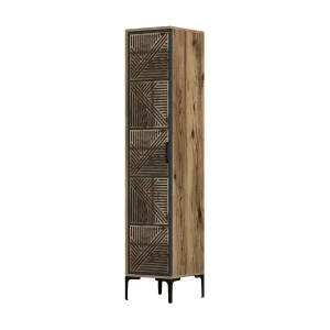 Dnuytinc multifunctionele kledingkast 1 deur, Multifunctionele kast, Schoenenkast, Schoenenkast, 48x40h201 cm, Walnoot en Antraciet Dnuytinc multifunctionele kledingkast 1 deur, Multifunctionele kast, Schoenenkast, Schoenenkast, 48x40h201 cm, Walnoot en Antraciet