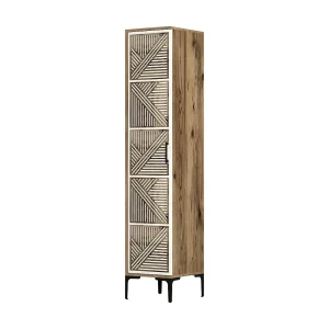Dnuytinc multifunctionele kledingkast 1 deur, Multifunctionele kast, Schoenenkast, Schoenenkast, 48x40h201 cm, Walnoot en Wit Dnuytinc multifunctionele kledingkast 1 deur, Multifunctionele kast, Schoenenkast, Schoenenkast, 48x40h201 cm, Walnoot en Wit