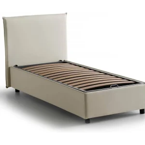 Dbasell eenpersoonsbed, Opbergbed met stoffen bekleding, 100% Made in Italy, Opening aan de voorkant, geschikt voor matras van 90×200 cm, Beige Dbasell eenpersoonsbed, Opbergbed met stoffen bekleding, 100% Made in Italy, Opening aan de voorkant, geschikt voor matras van 90×200 cm, Beige