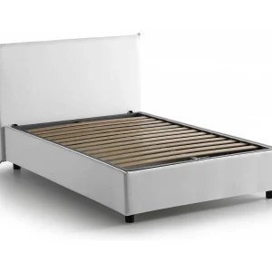Daceva tweepersoonsbed, Opbergbed met stoffen bekleding, 100% Made in Italy, Opening aan de voorkant, geschikt voor matras van 120×200 cm, Wit