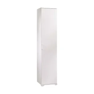 Dacaci multifunctionele kledingkast, Lineaire kast met 1 draaideur en 4 verstelbare planken, Kolomkast voor badkamer, 100% Made in Italy, 45x45h195 cm, Wit