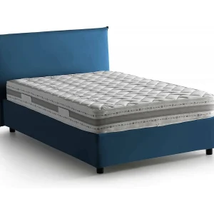 Daceret tweepersoonsbed, Opbergbed met stoffen bekleding, 100% Made in Italy, Opening aan de voorkant, inclusief matras van 120×190 cm, Blauw