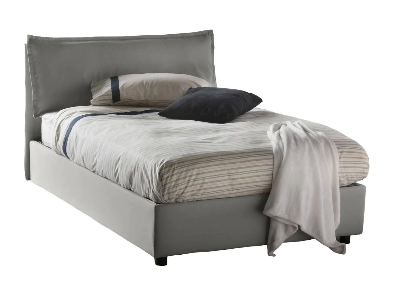 Daalt tweepersoonsbed, Opbergbed met stoffen bekleding, 100% Made in Italy, Opening aan de voorzijde, inclusief matras van 120x200 cm, Grijs