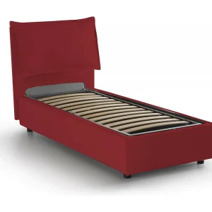 Dgjyl eenpersoonsbed, Opbergbed met stoffen bekleding, 100% Made in Italy, Zijopening, geschikt voor matras 80×190 cm, Rood