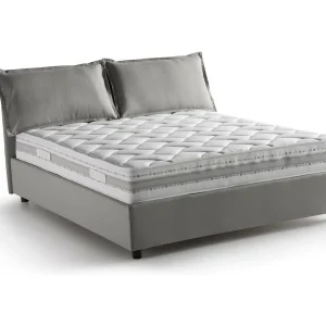 Dmarin tweepersoonsbed, Opbergbed met stoffen bekleding, 100% Made in Italy, Opening aan de voorkant, inclusief matras van 160×200 cm, Grijs
