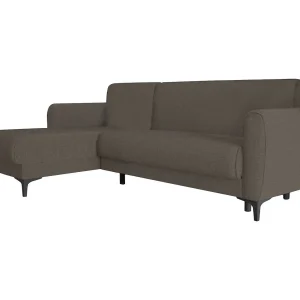 Dabazo slaapbank, Hoekslaapbank met omkeerbaar schiereiland, Moderne opbergbank met chaiselongue en 3 kussens, 230x153h85 cm, Bruin Dabazo slaapbank, Hoekslaapbank met omkeerbaar schiereiland, Moderne opbergbank met chaiselongue en 3 kussens, 230x153h85 cm, Bruin