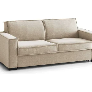 Daarn vaste bank, 3-zitsbank, 100% Made in Italy, Woonkamerbank in stof, met slanke armleuningen, 200x95h90 cm, Beige Daarn vaste bank, 3-zitsbank, 100% Made in Italy, Woonkamerbank in stof, met slanke armleuningen, 200x95h90 cm, Beige