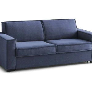 Dgozz vaste bank, Grote 2-zitsbank, 100% Made in Italy, Woonkamerbank in stof, met standaard armleuningen, 200x95h90 cm, Blauw