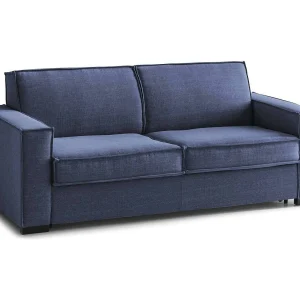 Dauder vaste bank, 2-zitsbank, 100% Made in Italy, Woonkamerbank in stof, met slanke armleuningen, 160x95h90 cm, Blauw Dauder vaste bank, 2-zitsbank, 100% Made in Italy, Woonkamerbank in stof, met slanke armleuningen, 160x95h90 cm, Blauw