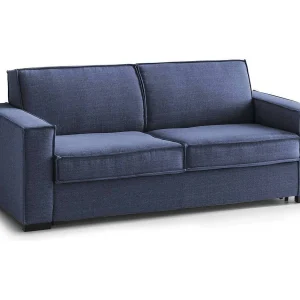Daalder vaste bank, 2-zitsbank, 100% Made in Italy, Woonkamerbank in stof, met standaard armleuningen, 180x95h90 cm, Blauw Daalder vaste bank, 2-zitsbank, 100% Made in Italy, Woonkamerbank in stof, met standaard armleuningen, 180x95h90 cm, Blauw