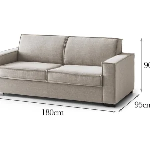 Daalder vaste bank, 2-zitsbank, 100% Made in Italy, Woonkamerbank in stof, met standaard armleuningen, 180x95h90 cm, Taupe Daalder vaste bank, 2-zitsbank, 100% Made in Italy, Woonkamerbank in stof, met standaard armleuningen, 180x95h90 cm, Taupe