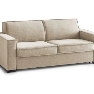 Dgozz vaste bank, Grote 2-zitsbank, 100% Made in Italy, Woonkamerbank in stof, met standaard armleuningen, 200x95h90 cm, Beige