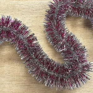 Kerstdecoratie Rolly, zilverkleurige structuur, gemaakt in Italië, fuchsia roze, kleurverloop, fuchsia structuur