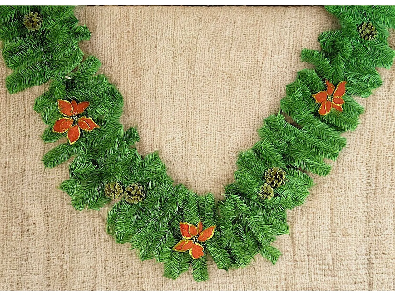 Kerstdecoratie Zollino, kleur rode structuur, gemaakt in Italië, groen,
