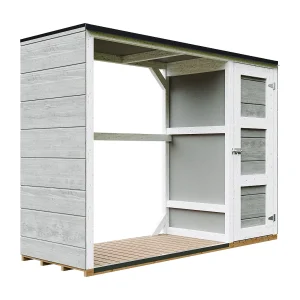 Buitenopslag voor brandhout – 75x217xH159 cm / 1.09+0.53 m² – M981 – TUNDRA GREY