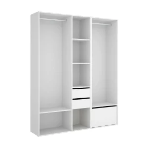 Dhorsche grote kledingkast, Slaapkamermeubel, Inloopkast, Kledingkast, 158×45 h205 cm, Wit en Eiken