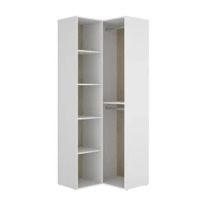 Dhom grote kledingkast, Slaapkamermeubilair, Inloopkast, Kledingkast, 85×85 h205 cm, Wit en Eiken