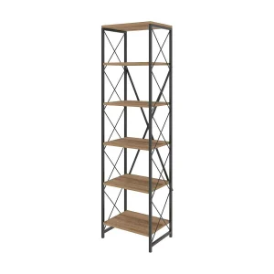 Dpoll-boekenkast, kantoorplank, boekenkast, bibliotheek, 50x30h180 cm, eik en zwart
