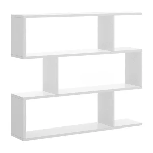 Djovi boekenkast, Multifunctionele kantoorplank, Boekenkast met 3 planken, 110x25h96 cm, Wit