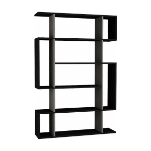 Daba Boekenkast, Kantoorplank, Boekenkast, Bibliotheek, 110x26h161 cm, Antraciet en Beige